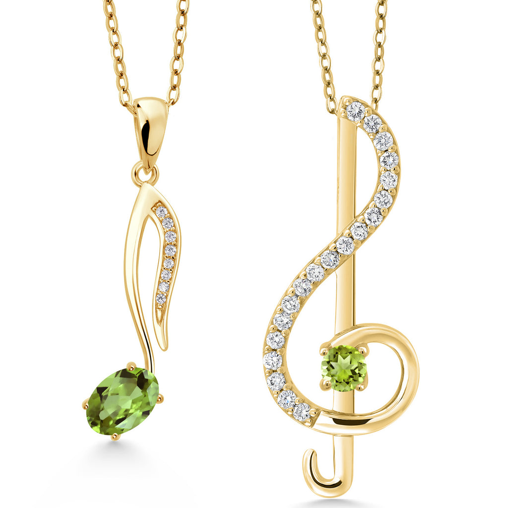 Peridot - August_Pendant in 925 Yellow Gold Plated Silver