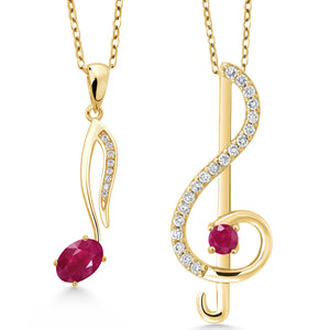Ruby - July_Pendant in 925 Yellow Gold Plated Silver