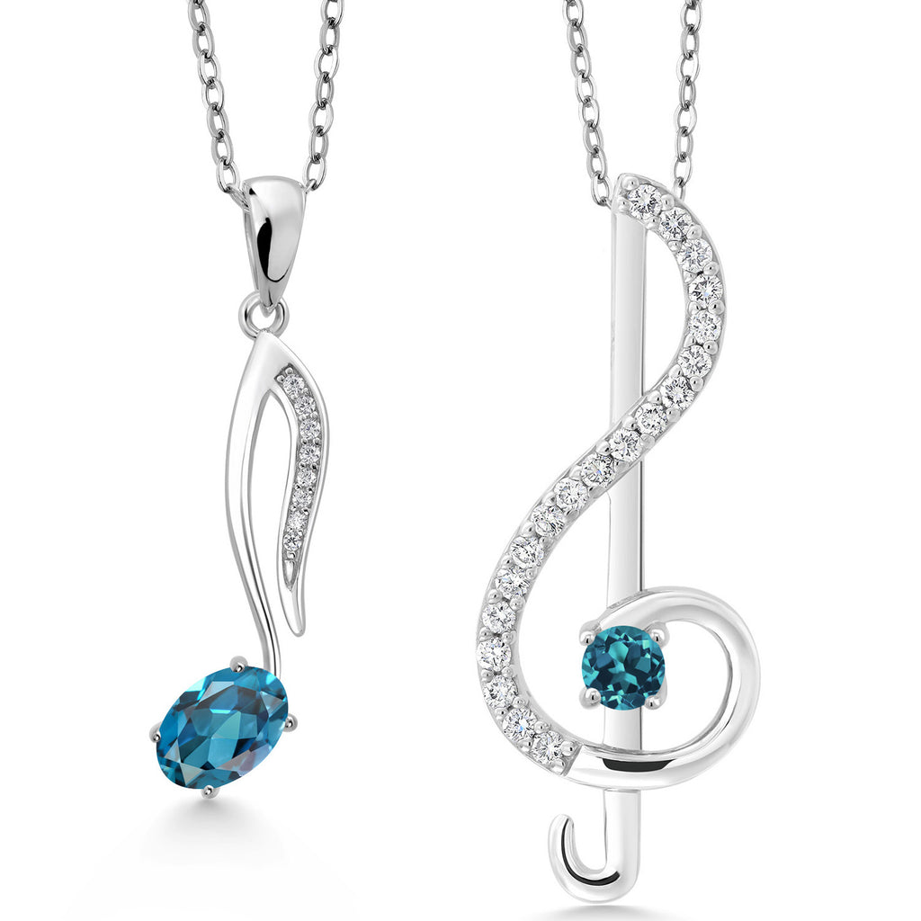 London Blue Topaz - November_Pendant in 925 Sterling Silver