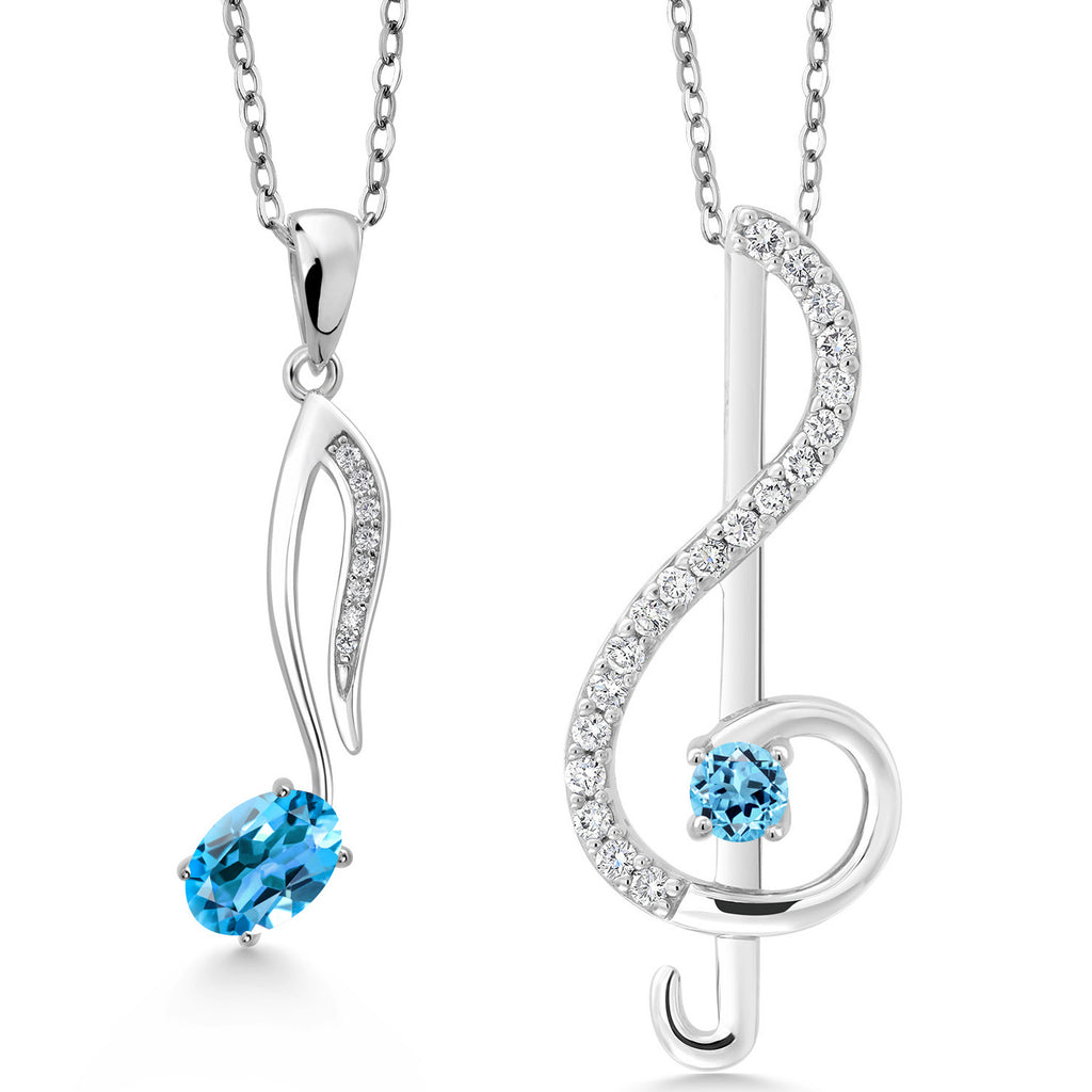 Swiss Blue Topaz - November_Pendant in 925 Sterling Silver