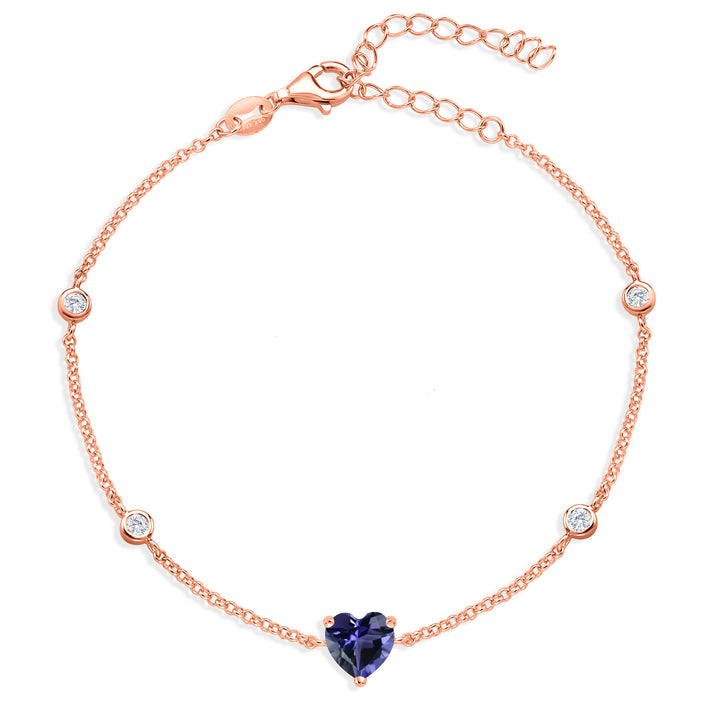 Blue Iolite_Rose Gold Plated Silver_Bracelet in Rose Gold Plated Silver