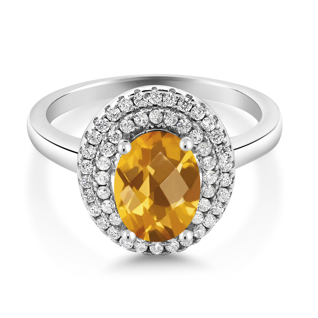 Citrine-Checkerboard - November_5_Ring in 925 Sterling Silver