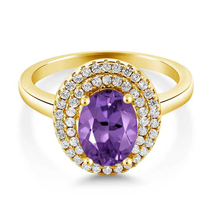 Amethyst - February_5_Ring in 925 Yellow Gold Plated Silver