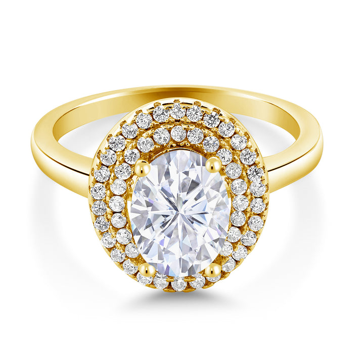 Moissanite - April_5_Ring in 925 Yellow Gold Plated Silver