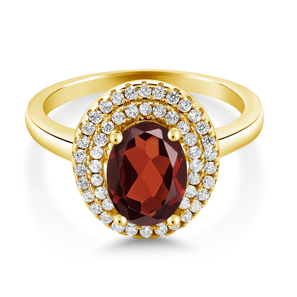 Garnet - January_5_Ring in 925 Yellow Gold Plated Silver
