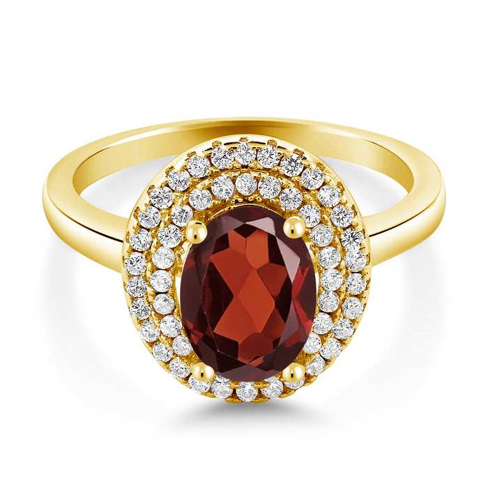 Garnet - January_5_Ring in 925 Yellow Gold Plated Silver