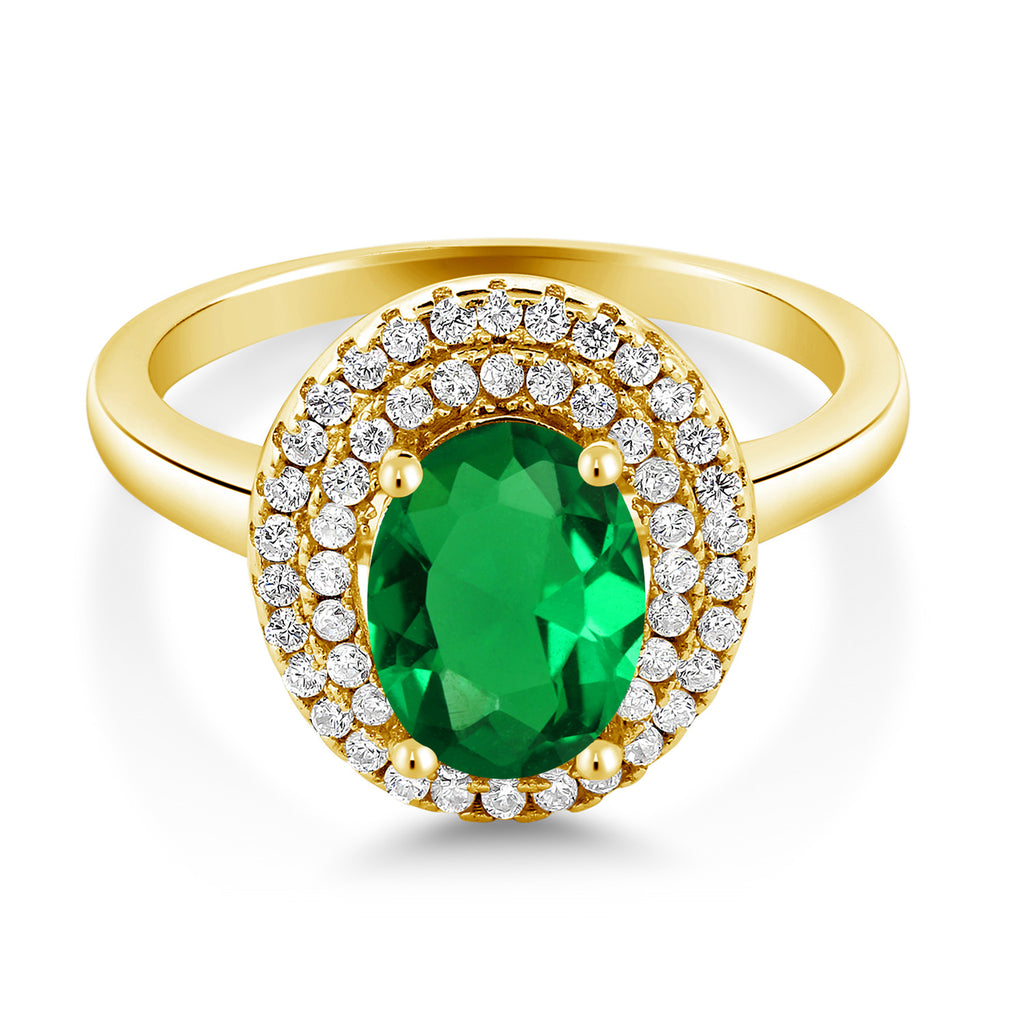 Nano Emerald - May_5_Ring in 925 Yellow Gold Plated Silver