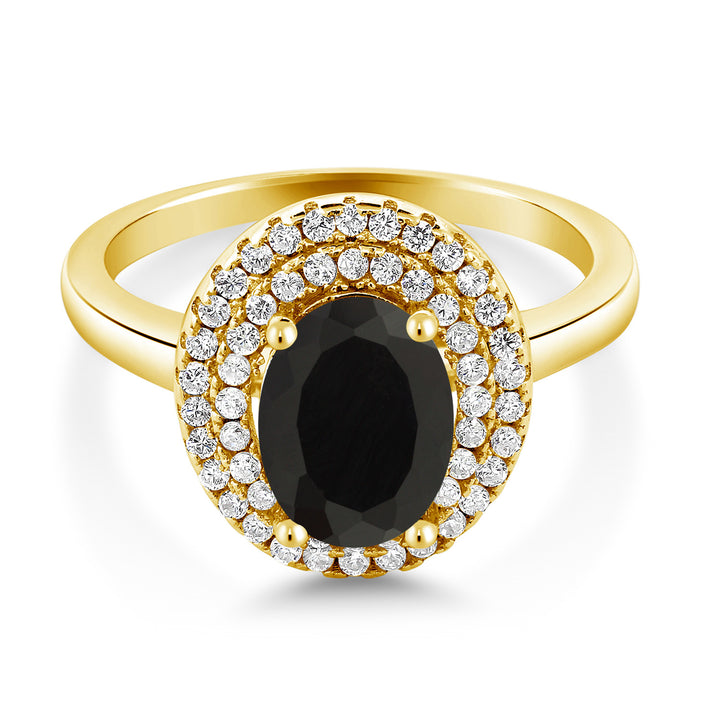 Onyx - December_5_Ring in 925 Yellow Gold Plated Silver