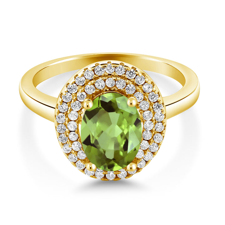 Peridot - August_5_Ring in 925 Yellow Gold Plated Silver