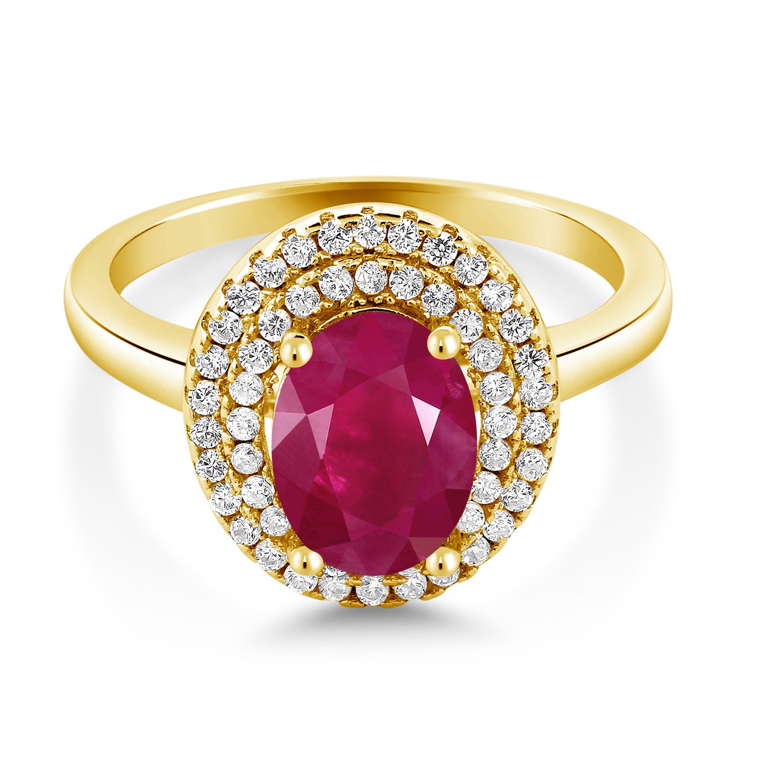 Ruby - July_5_Ring in 925 Yellow Gold Plated Silver