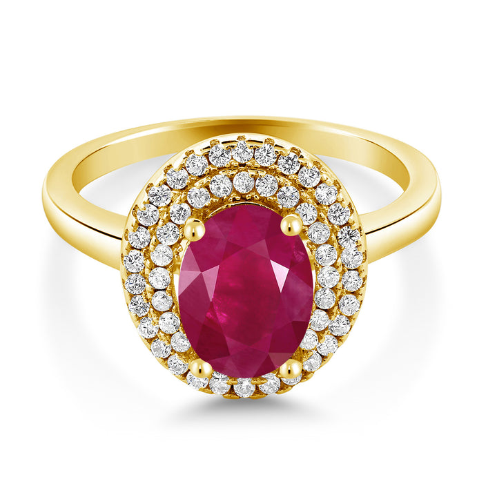 Ruby - July_5_Ring in 925 Yellow Gold Plated Silver