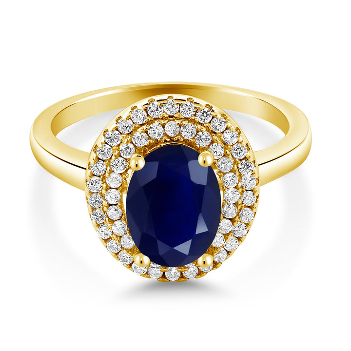 Sapphire - September_5_Ring in 925 Yellow Gold Plated Silver
