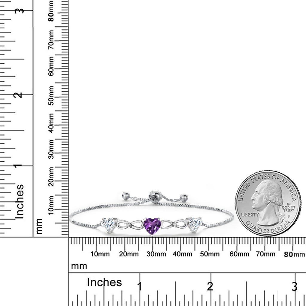 Amethyst and Moissanite_Bracelet in Rhodium Plated