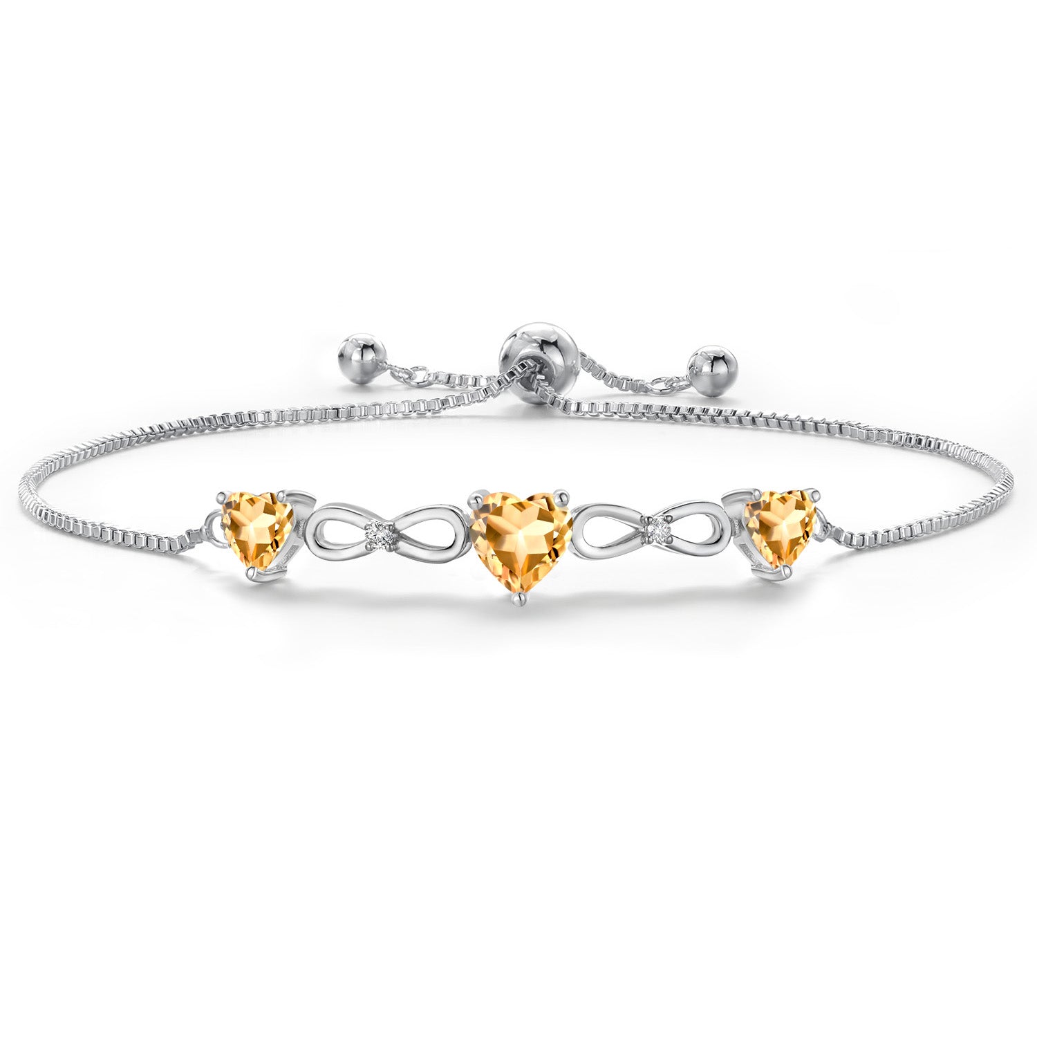 Citrine_Bracelet in Rhodium Plated