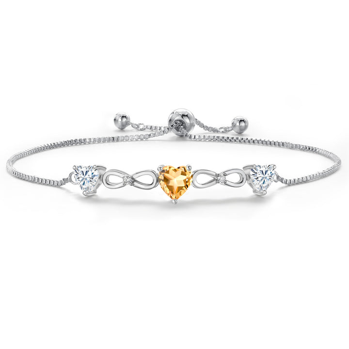 Citrine and Moissanite_Bracelet in Rhodium Plated