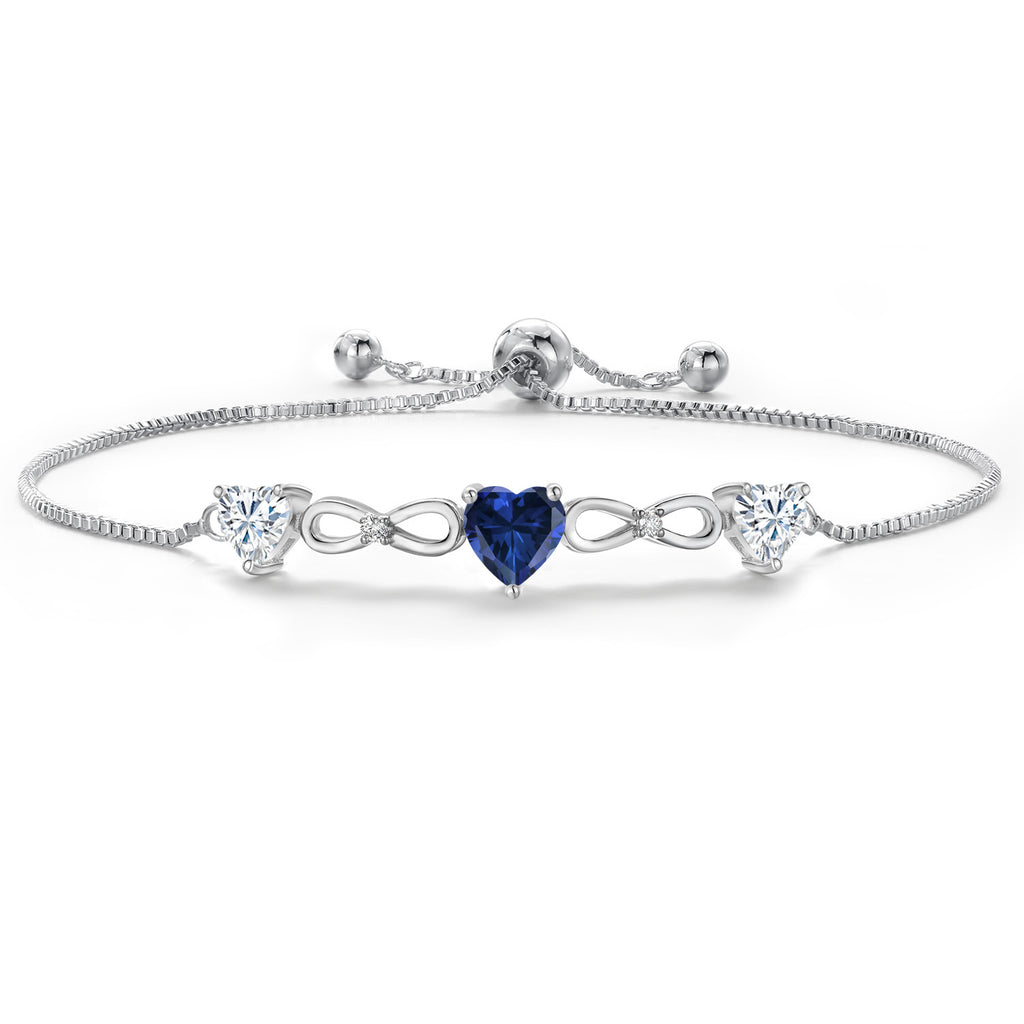 Created Sapphire and Moissanite_Bracelet in Rhodium Plated