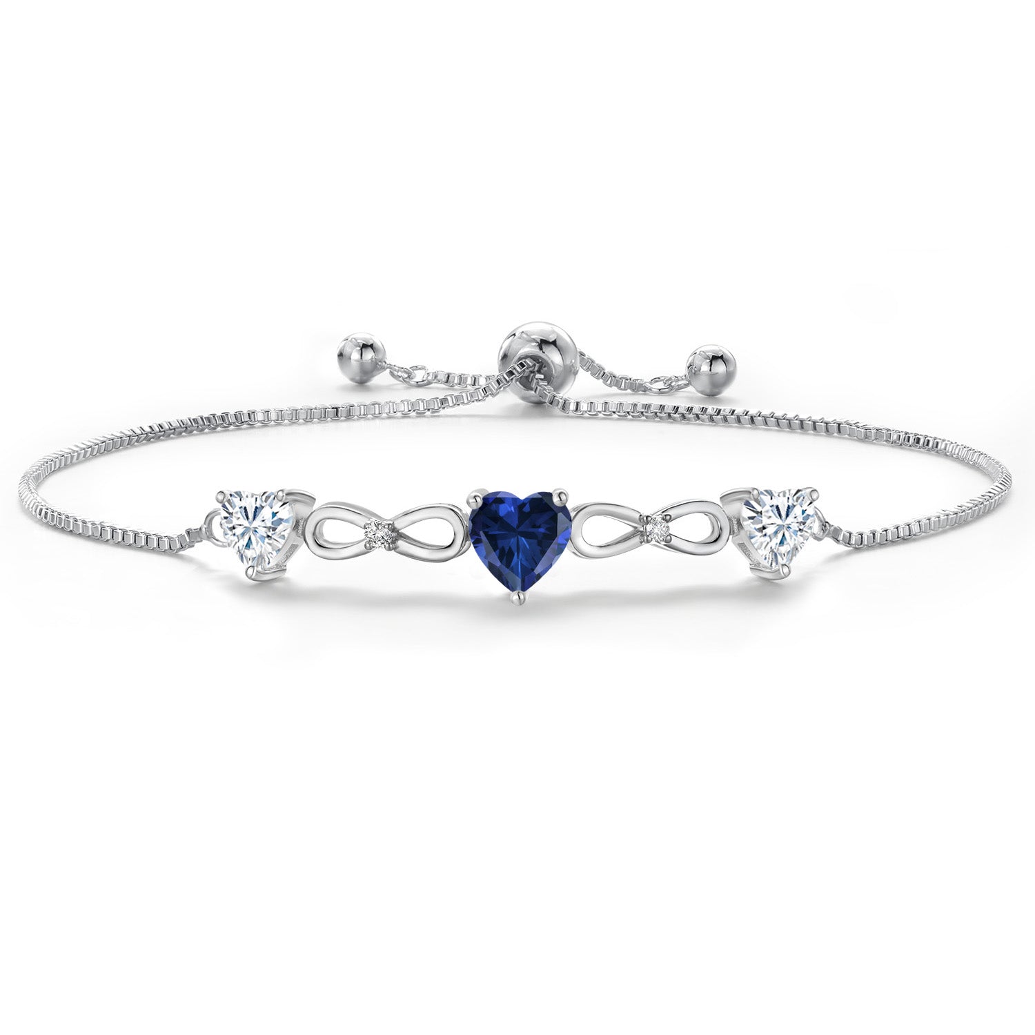 Created Sapphire and Moissanite_Bracelet in Rhodium Plated
