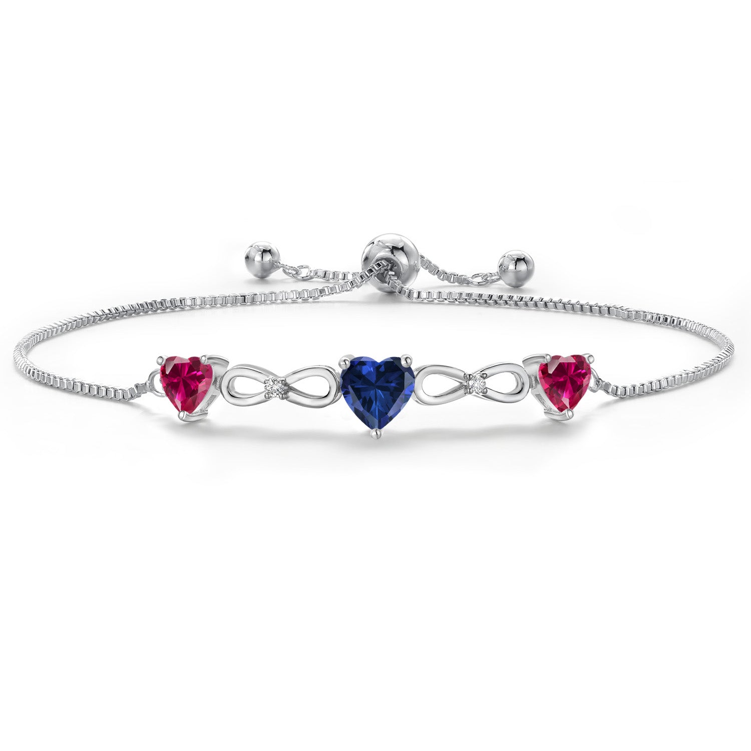 Created Sapphire and Created Ruby_Bracelet in Rhodium Plated