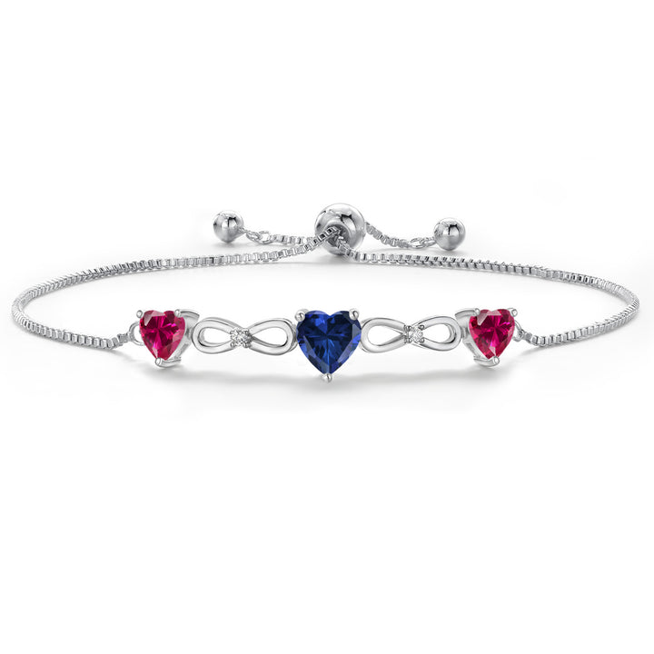 Created Sapphire and Created Ruby_Bracelet in Rhodium Plated
