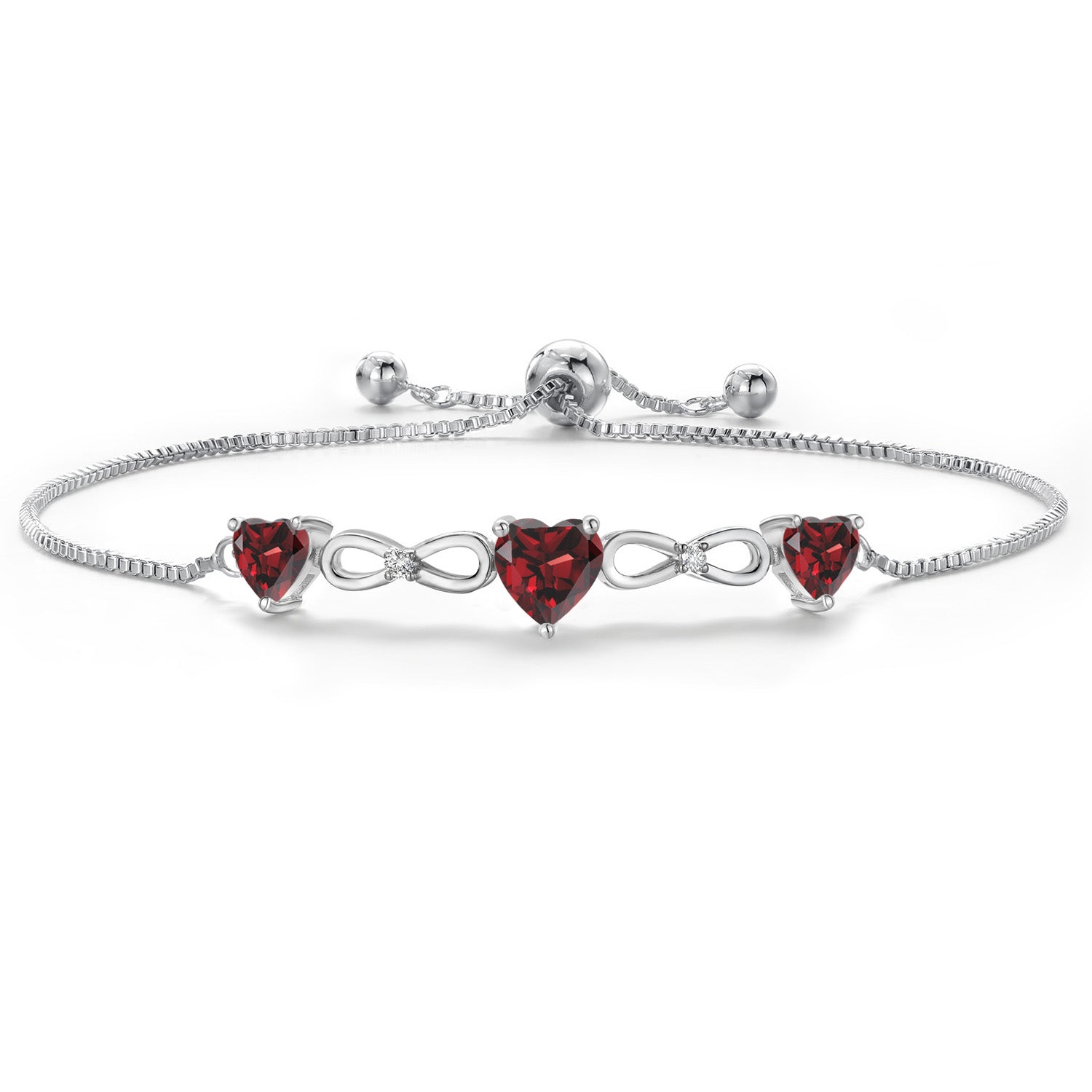 Garnet_Bracelet in Rhodium Plated