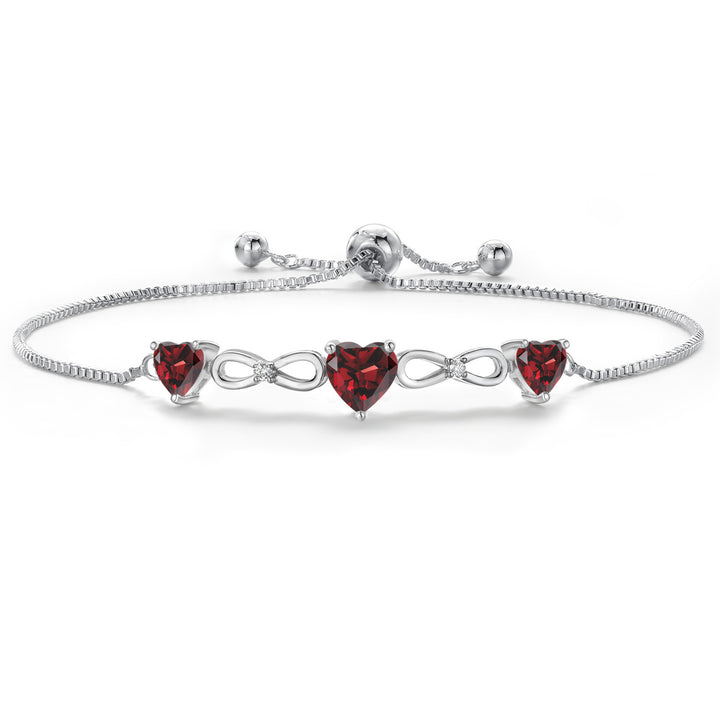 Garnet_Bracelet in Rhodium Plated