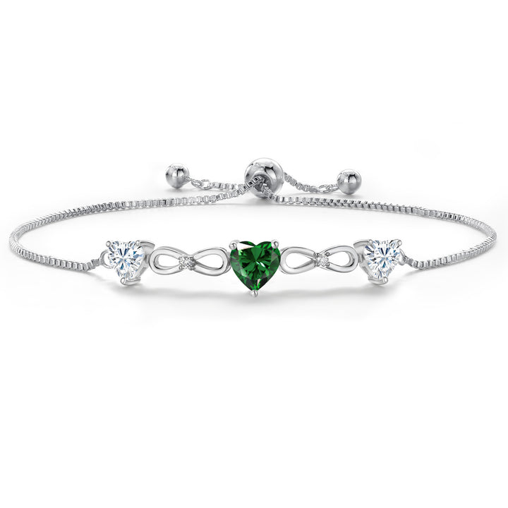 Nano Emerald and Moissanite_Bracelet in Rhodium Plated