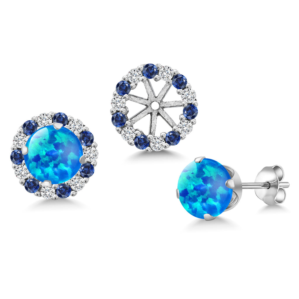 Blue Opal - October_Earrings in 925 Sterling Silver