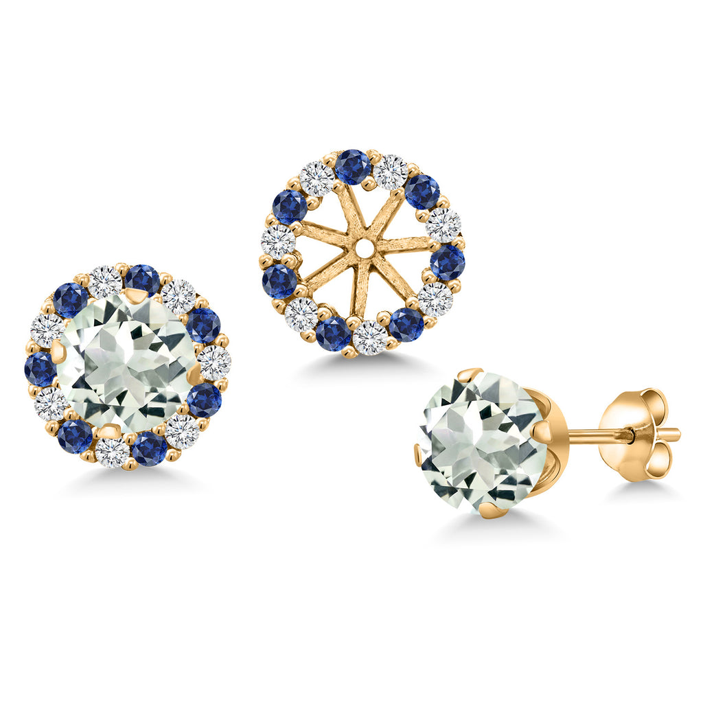 Prasiolite_Earrings in 925 Yellow Gold Plated Silver