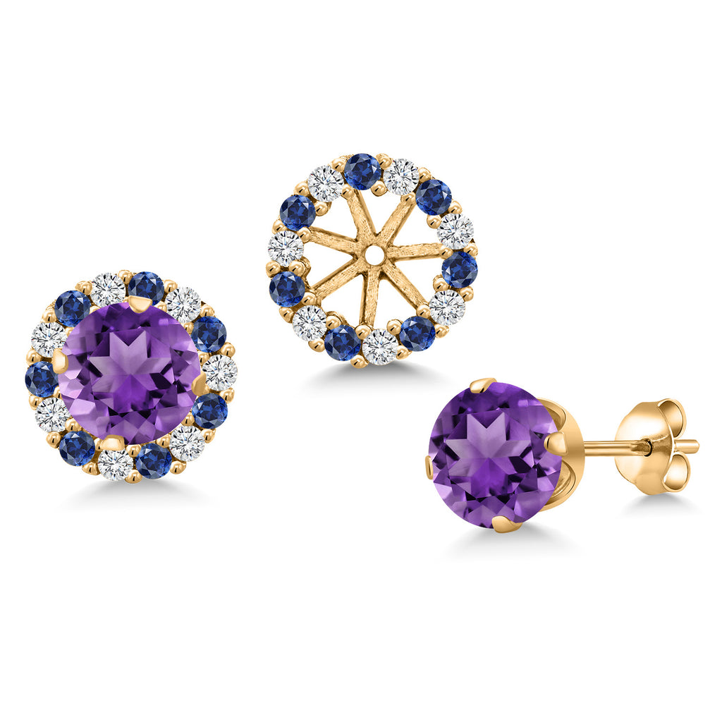 Amethyst - February_Earrings in 925 Yellow Gold Plated Silver