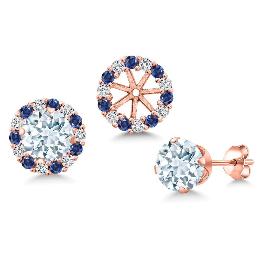 Aquamarine - March_Earrings in 925 Rose Gold Plated Silver