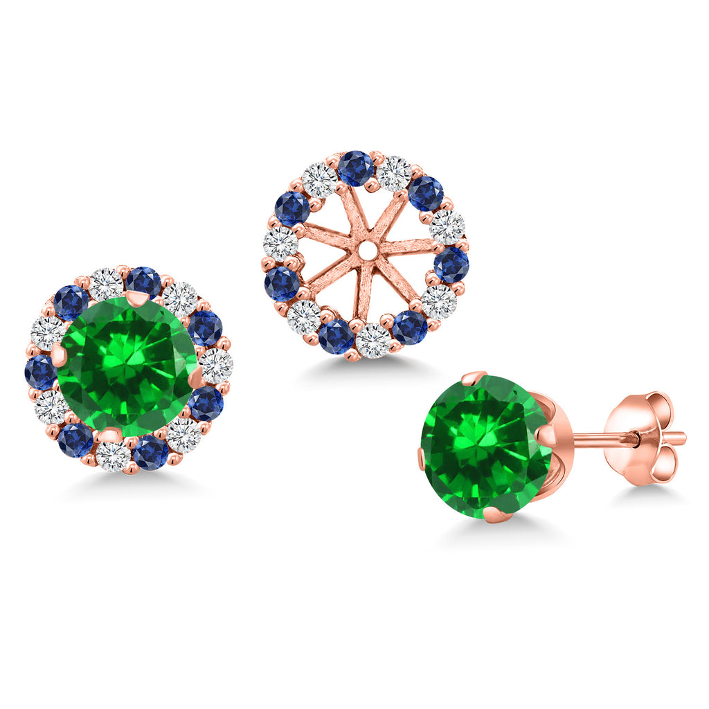 Created Emerald - May_Earrings in 925 Rose Gold Plated Silver