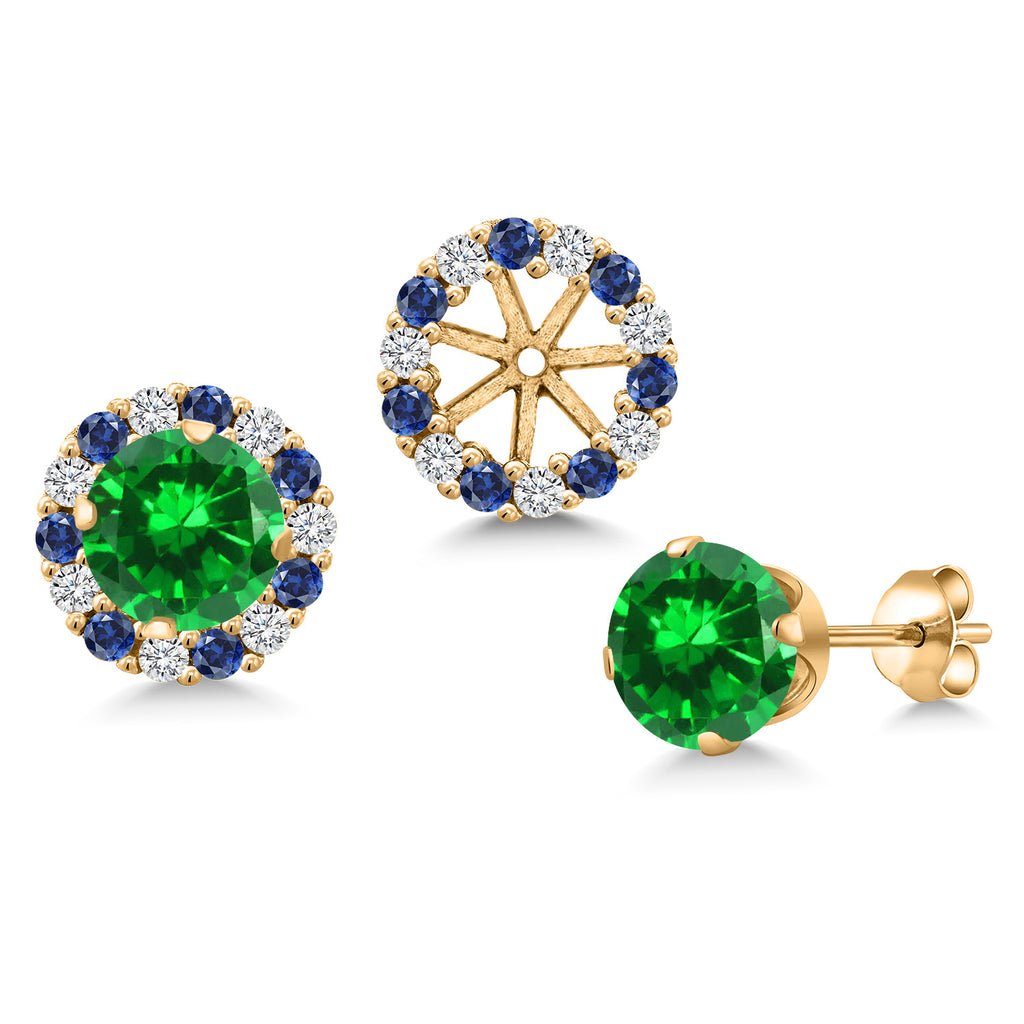 Created Emerald - May_Earrings in 925 Yellow Gold Plated Silver