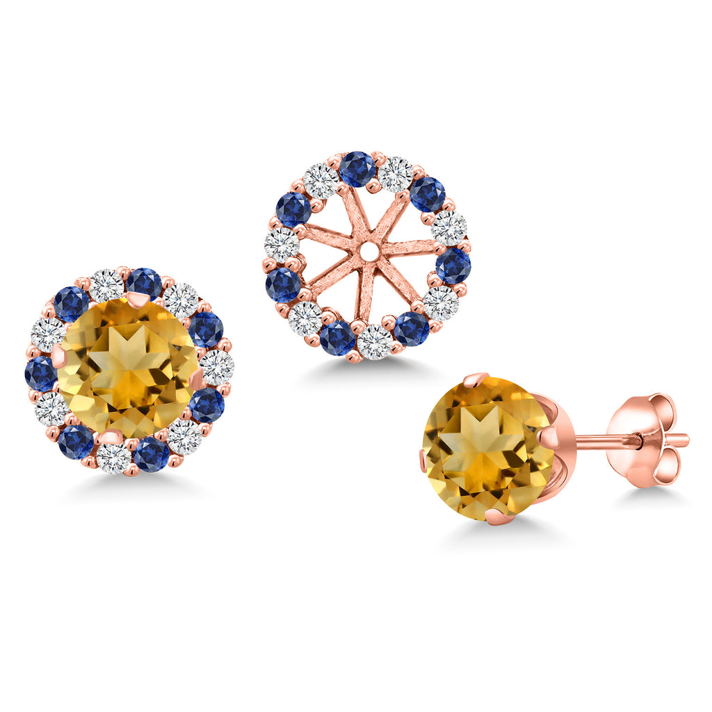 Citrine - November_Earrings in 925 Rose Gold Plated Silver