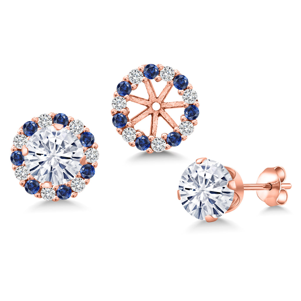 White Moissanite - April_Earrings in 925 Rose Gold Plated Silver