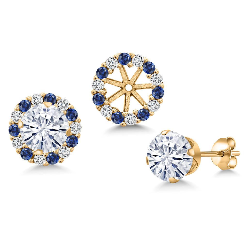 White Moissanite - April_Earrings in 925 Yellow Gold Plated Silver