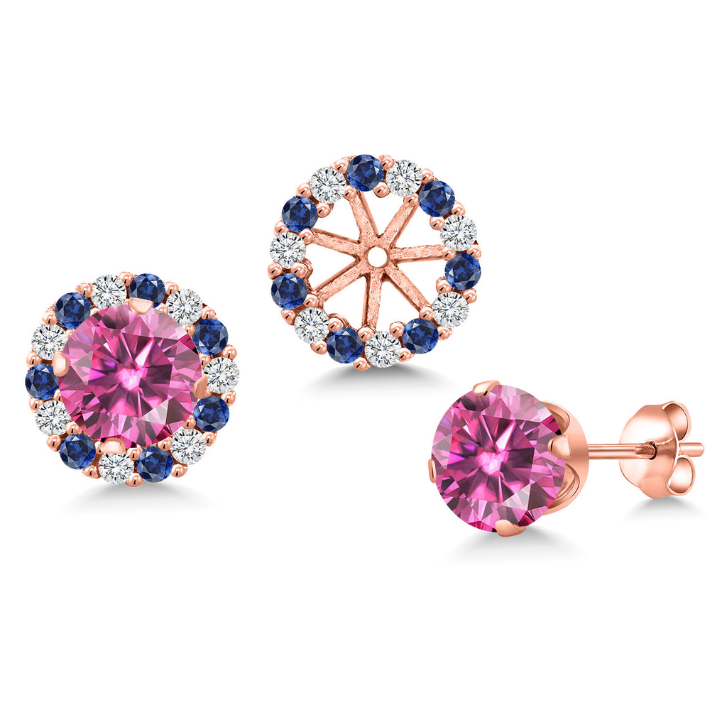 Pink Moissanite - April_Earrings in 925 Rose Gold Plated Silver