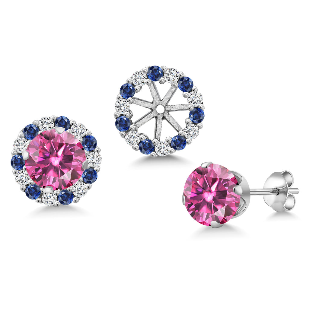 Pink Moissanite - April_Earrings in 925 Sterling Silver