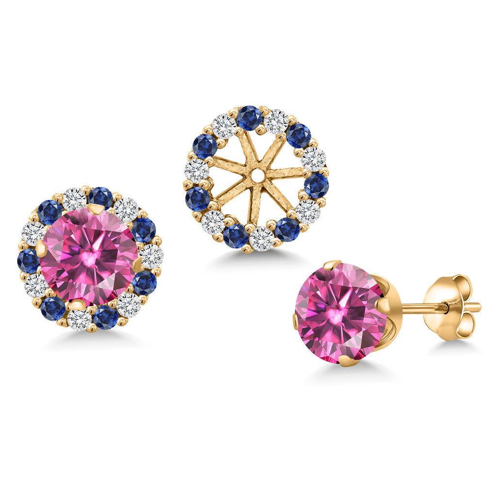 Pink Moissanite - April_Earrings in 925 Yellow Gold Plated Silver