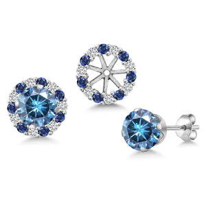 Persian Blue Moissanite - April_Earrings in 925 Sterling Silver