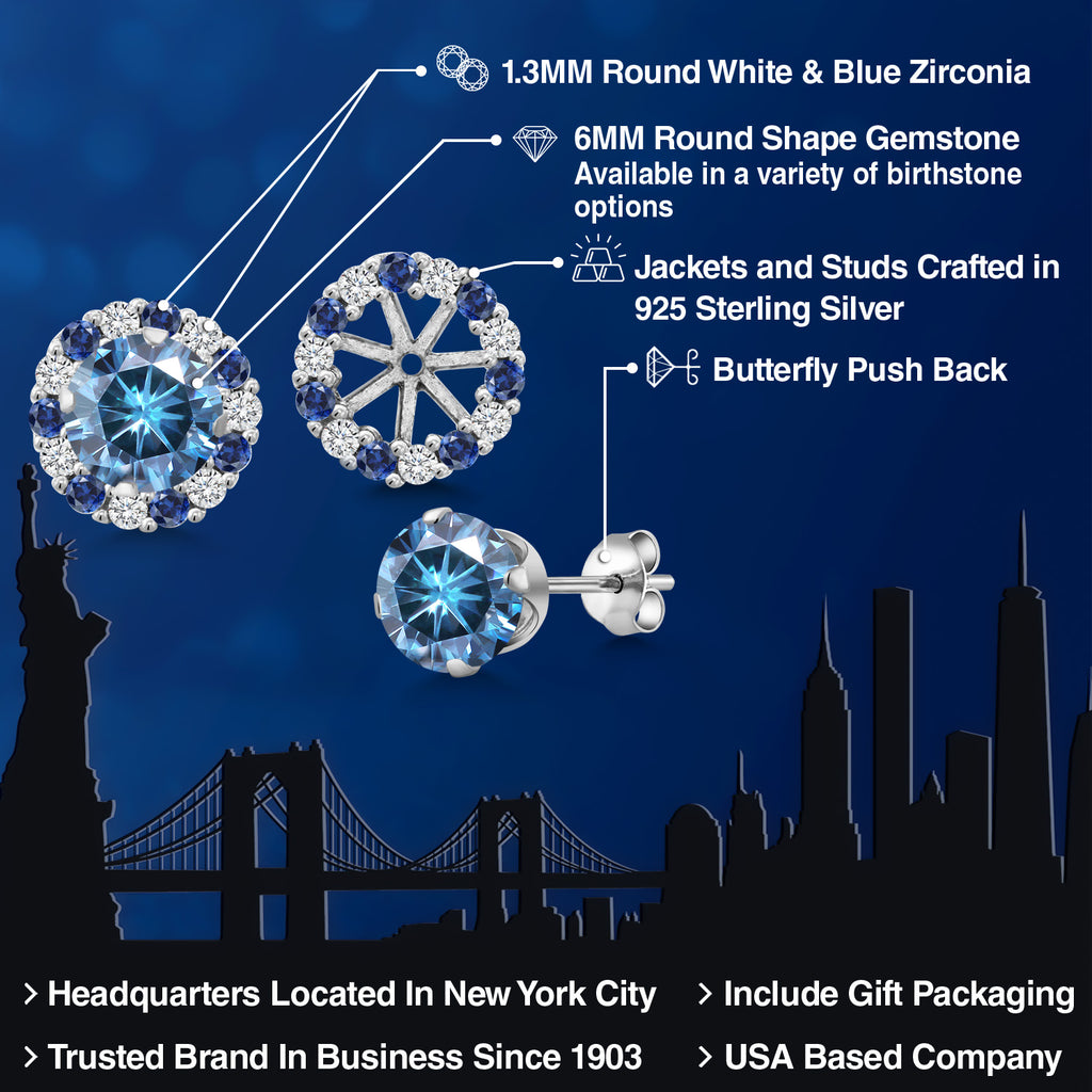 Persian Blue Moissanite - April_Earrings in 925 Sterling Silver