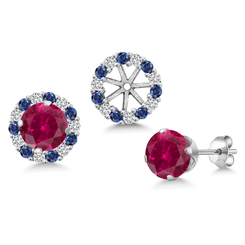 Created Ruby - July_Earrings in 925 Sterling Silver