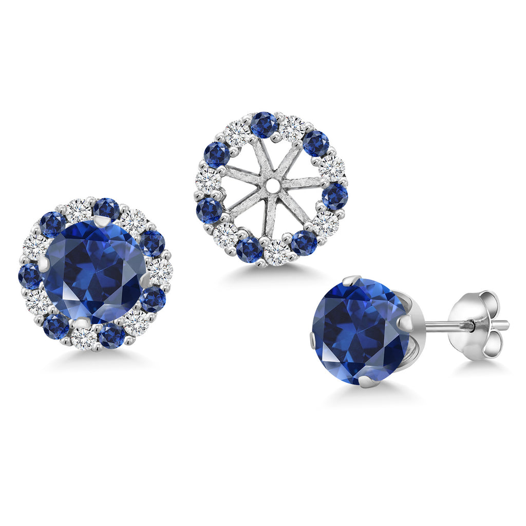 Blue Created Sapphire - September_Earrings in 925 Sterling Silver