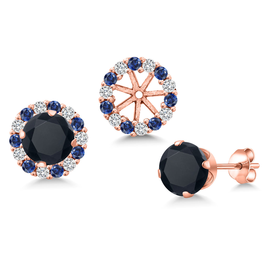 Black Zirconia_Earrings in 925 Rose Gold Plated Silver