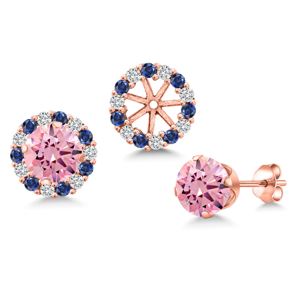 Pink Zirconia_Earrings in 925 Rose Gold Plated Silver