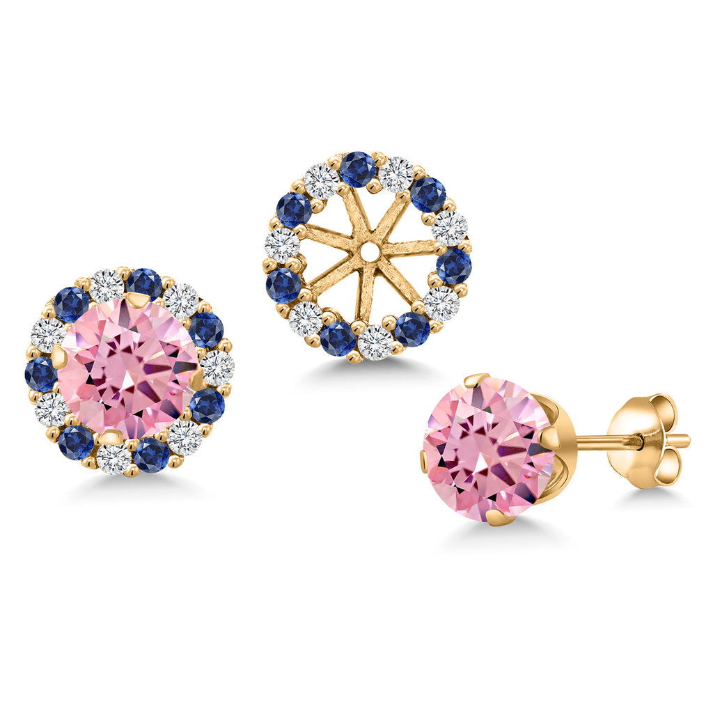 Pink Zirconia_Earrings in 925 Yellow Gold Plated Silver
