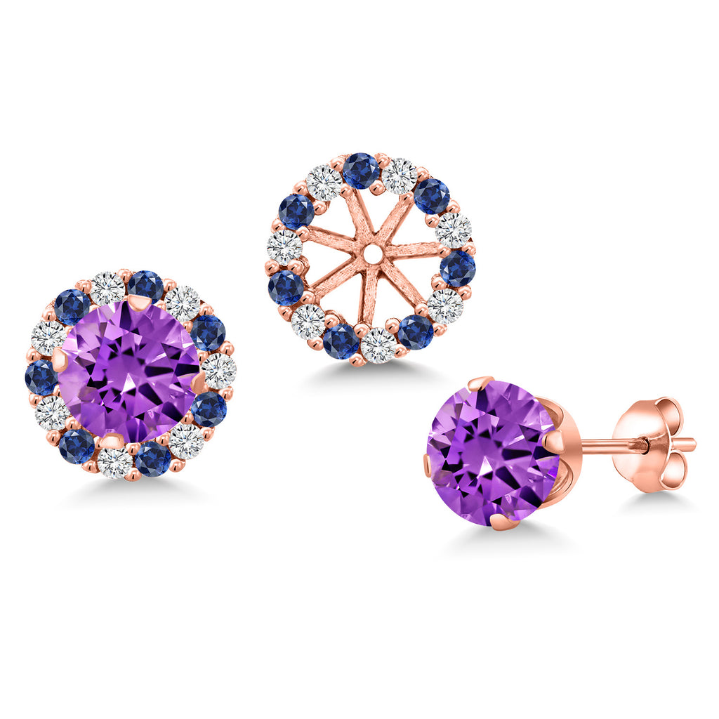 Purple Zirconia_Earrings in 925 Rose Gold Plated Silver
