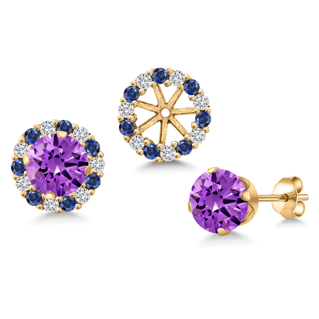 Purple Zirconia_Earrings in 925 Yellow Gold Plated Silver