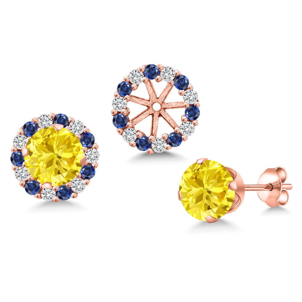 Yellow Zirconia_Earrings in 925 Rose Gold Plated Silver