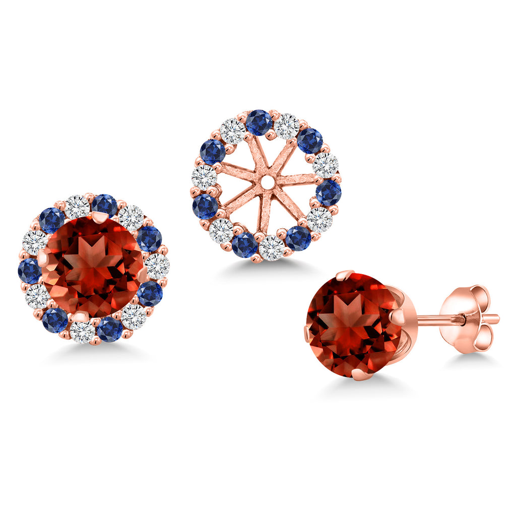 Garnet - January_Earrings in 925 Rose Gold Plated Silver