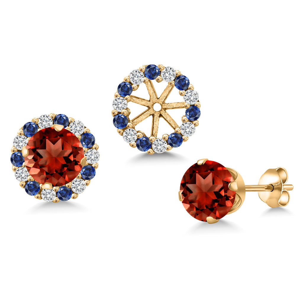 Garnet - January_Earrings in 925 Yellow Gold Plated Silver